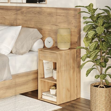 Nachttisch Dany, Goldkraft Eiche, 35 x 65 cm mit 1 Schublade, Vicco