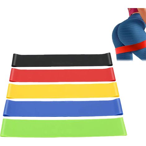 Bandes De Resistance - 5 Niveaux De Tension - Pour Renforcement Musculaire Et Etirements - Usage Maison Gym Et Rehabilitation - Par Lot De 5 (1/5)