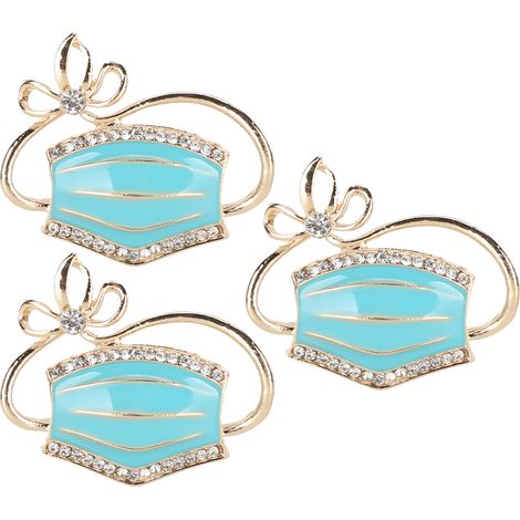 3Pcs Hand‑Made Brooch Alloy Stylish Creativity Cute Personality Corsage AccessoriesBlue (1/5)