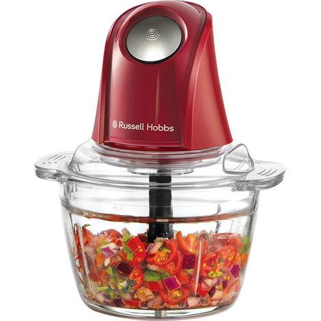 Mini Hachoir Électrique, Bol en Verre, 500 ml, Rouge (1/5)