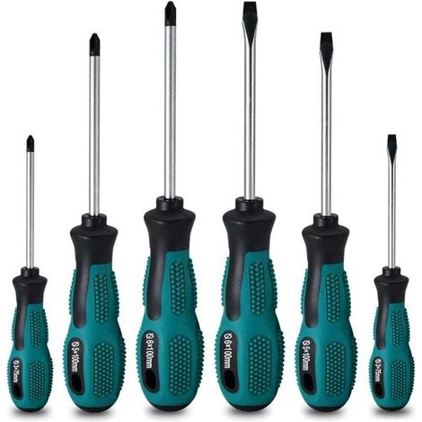 High quality 6-piece Chrom-Vanadium-Schraubendreher-Set mit magnetischem Schraubendreher, bestehend aus 3 Schlitz- und 3 Kreuzschlitzschraubendrehern (1/5)