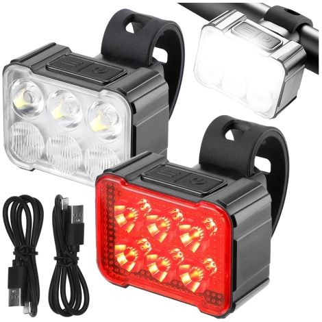 Alogy SafeRide™ LED-Fahrradlicht, wasserdichte Taschenlampe, Vorder- und Rücklicht, 2er-Pack (1/4)