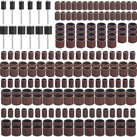 Lot de 252 Jeu ponceuses à tambour y compris 180 240 320 600 Grits tambours ponçage avec mandrins pour outil rotatif Dremel - (1/5)