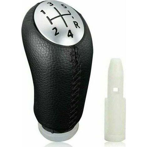Pommeau de levier de vitesse manuel en cuir noir avec adaptateur pour Renault Clio III 2005-09, Megane 2 et Laguna 2003-09. (1/4)