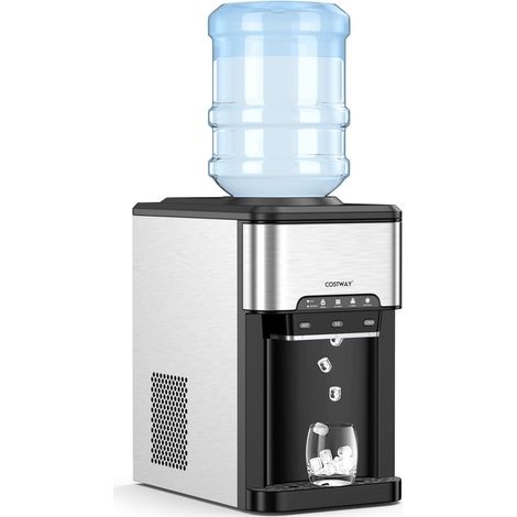 COSTWAY Erogatore Acqua 3 in 1, con Macchina del Ghiaccio, Dispender Acqua con 3 Impostazioni di Temperatura Caldo/Freddo/Ghiaccio, Regge Bottiglie 10-20 L, per Casa Ufficio Dormitorio (1/5)