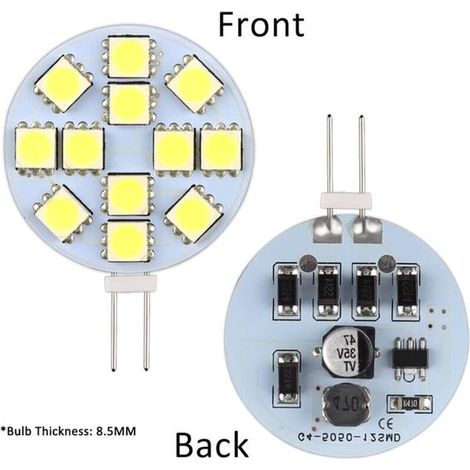 Seis bombillas LED G4 de 2 W, luz blanca cálida 3000 K, 12-24 V (1/4)