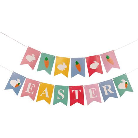 Guirlande De Décoration De Pâques - Lapin Et Carotte - 5 M - Pour Intérieur Et Extérieur - 1 Pièce (1/2)