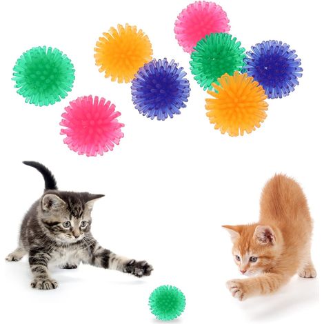 Lot de 8 Grandes balles à mâcher colorées pour Chat 3,5 cm Jouets interactifs pour Chat d'intérieur et Chatons (1/5)