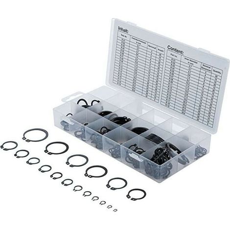 Lot de 300 Circlips Extérieurs en Acier Trempé Diamètres 3 à 32 mm pour Montage Mécanique Professionnel - (1/3)