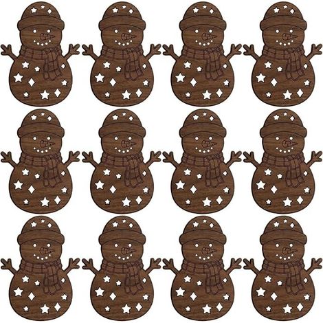 New LED Backlit Wooden Snowman Wall Decoration - Style A - 7pcs