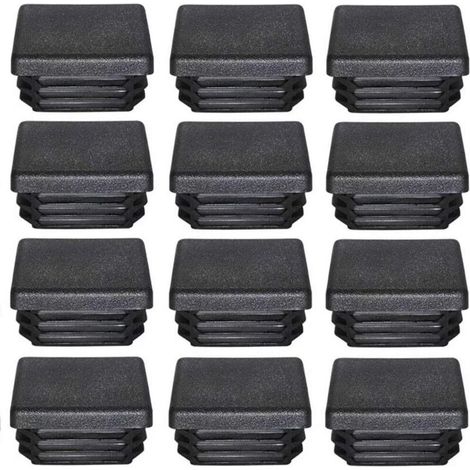 12 Pièces Bouchon Tube Carré - 50x50 mm - Embout Plastique Noir pour Pieds de Meuble - Protection Extrémité Tube Acier (1/4)