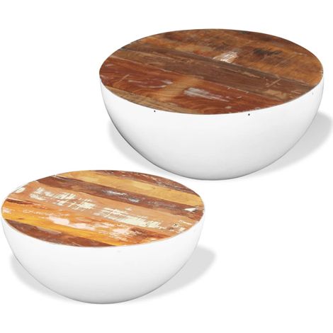 Maison Exclusive - 2-tlg. Couchtisch-Set Schalenform Altholz Mass