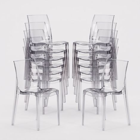 Lot de 16 chaises Femme Fatale Grand Soleil transparentes promo Bar Restaurant - Transparent (1/5)