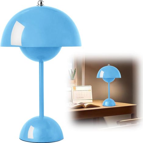 Lampe de chevet LED à piles - Intensité variable - 3000 K-6000 K - Pour salon, chambre à coucher, bureau - Bleu-Bleu (1/5)
