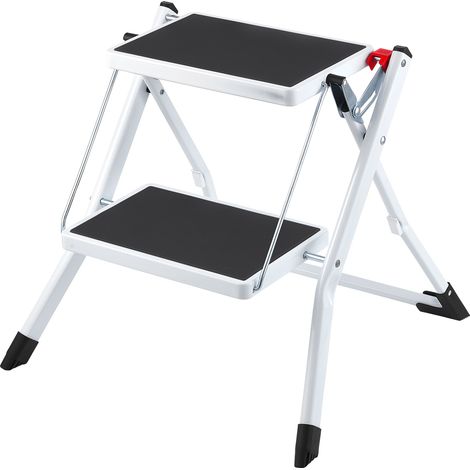 VEVOR Sgabello 2 Gradini Portatile Capacita max. 150 kg, Scaletta Pieghevole in Acciaio 3 Altezza Regolabile, Sgabello Portatile per Casa, Scaletta Antiscivolo per Ufficio Cucina Bagni Camere da Letto