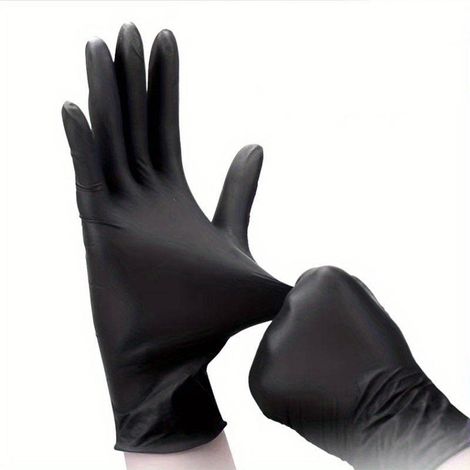 Gants Jetables en Nitrile - Protection Multi-Usages - Qualité Alimentaire - Taille M - Lot de 100 - Noir (1/5)