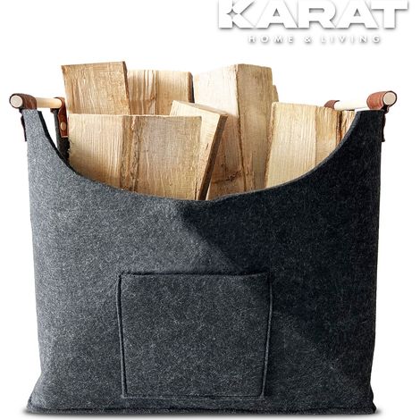 Sac en feutre Vesta Sac à bois de cheminée Sac à provisions Pliable Poignée renforcée (1/5)