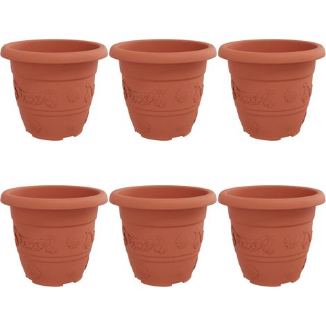Maison Exclusive - Runder Blumentopf 6 pcs Ziegelrot Ø 30 x 25 cm