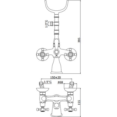 Mitigeur bain extérieur chrome doré avec set de douche et inverseur Paffoni Belinda FBLV023CO  chromè-or