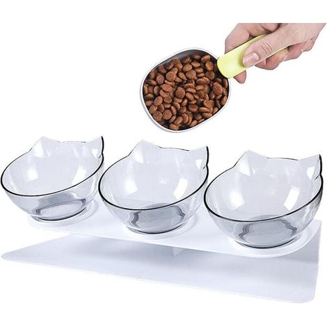 Gamelle haute pour chat, gamelle pour chaton, gamelle anti-vomissement, gamelle inclinable pour chat, 3 gamelles (gamelles non incluses) (1/4)
