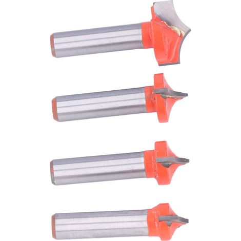 Lot de 4 fraises à queue ronde 8mm nez pointu acier 45 carbure pour fraisage CNC bois tiroirs angle d'attaque élevé (1/5)