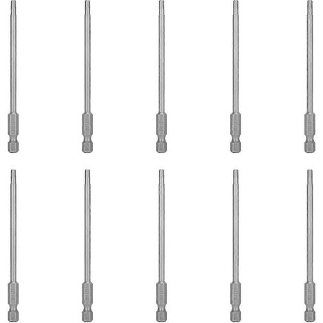 10-teiliges Set elektrischer Schraubendreherbits, 3 mm Sechskant, stark magnetisch, gehärtet, S1/4 100 mm