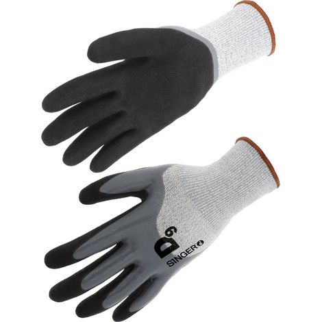Gants Anti-Coupure HDPE Nitrile Double Enduction 3/4 SINGER PHD534 - Protection EN 388 - Taille 9 - Sachet 10 Paires (1/2)