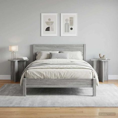 vidaXL Table d'appoint 2 pc Sonoma gris Ø 39 x 38 cm Bois d'ingénierie