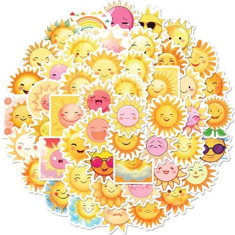 CSPARKV 100 Pièces Stickers Aesthetic, Autocollants Soleil, Autocollants en Vinyle Imperméables, Valises Stickers pour Bagages Skateboard Guitare Ordinateur Portable Bouteille d'eau Casque etc (1/5)