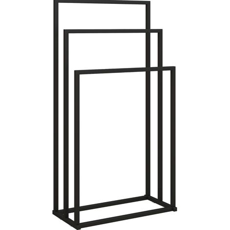 Portasciugamani da terra con 3 barre in acciaio nero 45 x 21,5 x 85 cm HOMVRA (1/5)