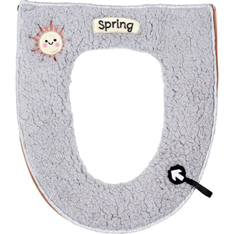 Couvre-Abattant De Toilette - Doublure En Velours De Mouton - Fermeture Éclair Complète - Poignée Intégrée - 43 x 37 cm - Pour Abattant Allongé - 1 Pièce