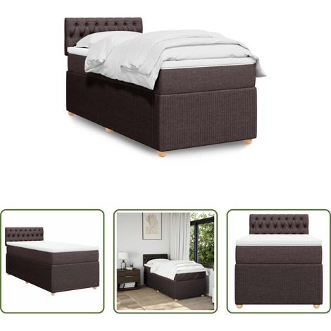 vidaXL Surmatelas - Sommier à lattes de lit avec matelas Marron foncé 90x200 cm (1/5)