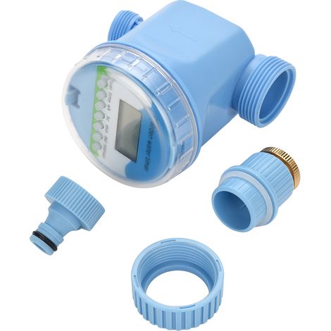 Programmateur d'arrosage automatique avec capteur de pluie, écran LCD, étanche, pour robinet 20-25mm, plastique robuste bleu, idéal jardin (1/5)