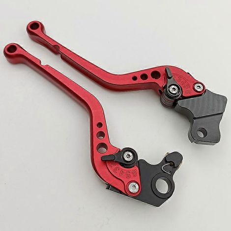 Convient aux motos Ducati, Scrambler, sans modification, freins réglables en alliage d'aluminium, leviers de guidon (rouges à tige longue). (1/5)
