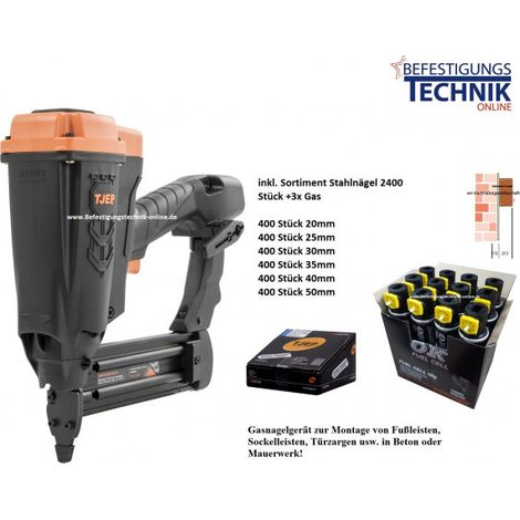 TJEP Fußleistennagler ST-15/50 GAS 3G 15-50mm Bradsnagler + Sortiment Stahlbrads BR-04.1"-"EN14273