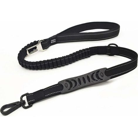 Anti-Zug-Hundeleine Sicherheits-Autoleine für kleine, mittelgroße und große Hunde aus robustem, reflektierendem Nylon (110 cm Schwarz) (1/5)