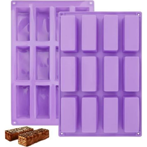 Moule à pâtisserie - Silicone - 2 Pièces - 12 Cavités - 29,5x17,2cm - Violet (1/4)