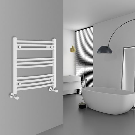 WarmeHaus Curved White Bathroom Ladder Radiator 600x600mm (1/5)