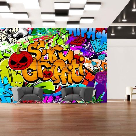 Papier peint graffitis effrayants - 150 x 105 cm (1/4)