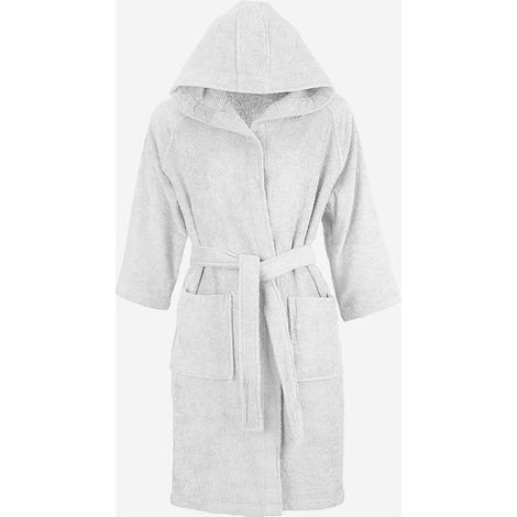 Accappatoio bianco in cotone con cappuccio Sicilia