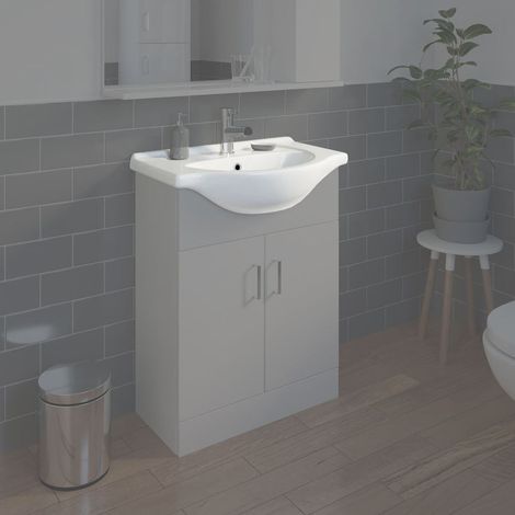 Bathroom WC Basin 650mm Compact Sink Single Tap Hole White BASIN ONLY (1/2)