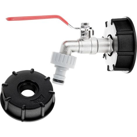 Garronda Kit Robinet Vidange IBC S60x6 avec Adaptateur Filetage Mâle pour Cuve IBC Récupérateur d’Eau de Pluie Robinet avec Embout Raccord Rapide pour Évacuation Contrôlée GD-0211