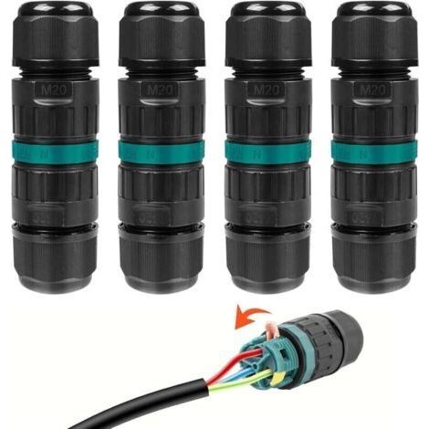 Lot de 4 Connecteur Etanche 3 Fils, Connecteurs de Fils tanches, Boite de Jonction Electrique, Raccord Electrique Etanche IP68, Connexion de Cble Extrieur de Manchon pour Cble Souterrain