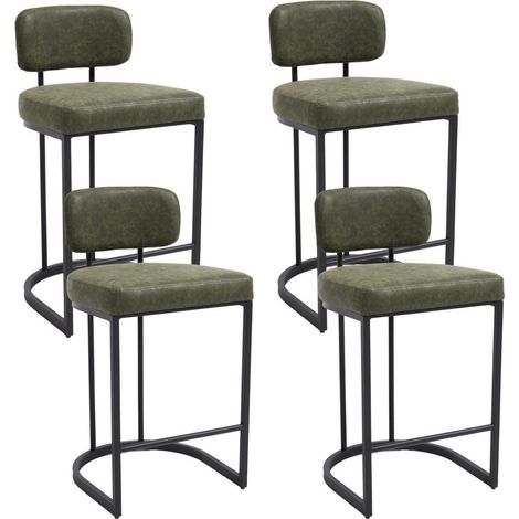 Barhocker 4er Set mit Rückenlehne, Kunstleder Grün, 66cm Sitzhöhe (1/5)