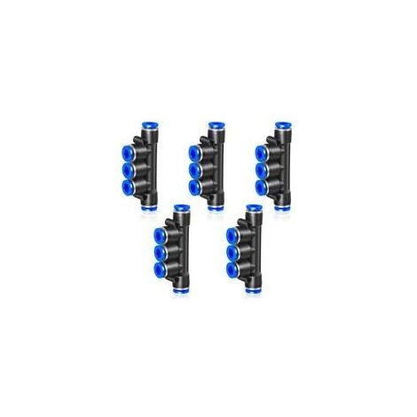 5pcs 8mm tube de carte diamètre extérieur connexion Push in 5 voies en plastique à libération rapide manifold Connecteur de manchon de carte (1/5)