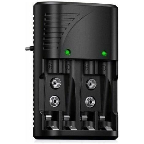 Chargeur de piles universel AA/AAA/9 V, chargeur rapide 6802 pour piles rechargeables AA/AAA NiMH ou 9 V avec indicateur LED (1/4)