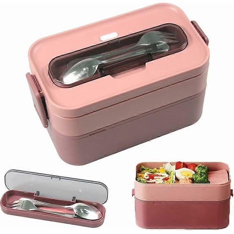 Boîte à bento double portable pour le rangement des aliments en extérieur, boîte à lunch étanche de style japonais avec compartiments, boîte isotherme (Couleur : E)(A) (1/5)