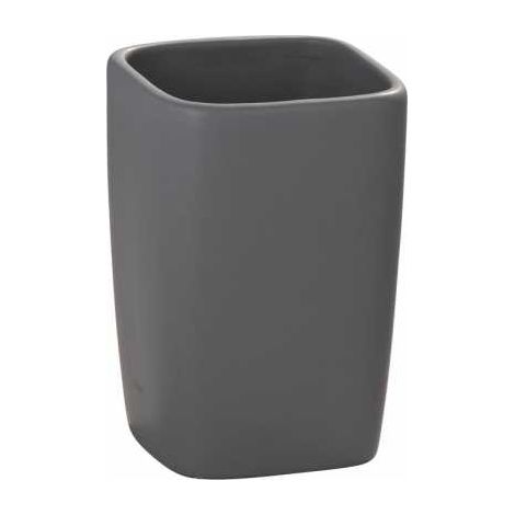 WENKO 20019100 Bicchiere porta soazzolino in ceramica Faro grigio, Ceramica, 7.5 x 10.7 x 7.5 cm, Grigio (1/5)