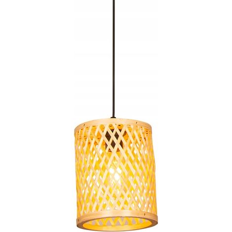 Lámpara de techo colgante estilo loft de madera de ratán y bambú BOHO (1/3)