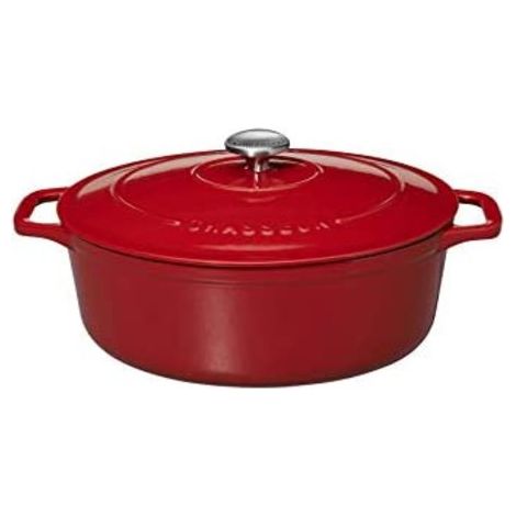 Chasseur - Cocotte ovale 33 cm chasseur rouge uni interieur sable (1/4)